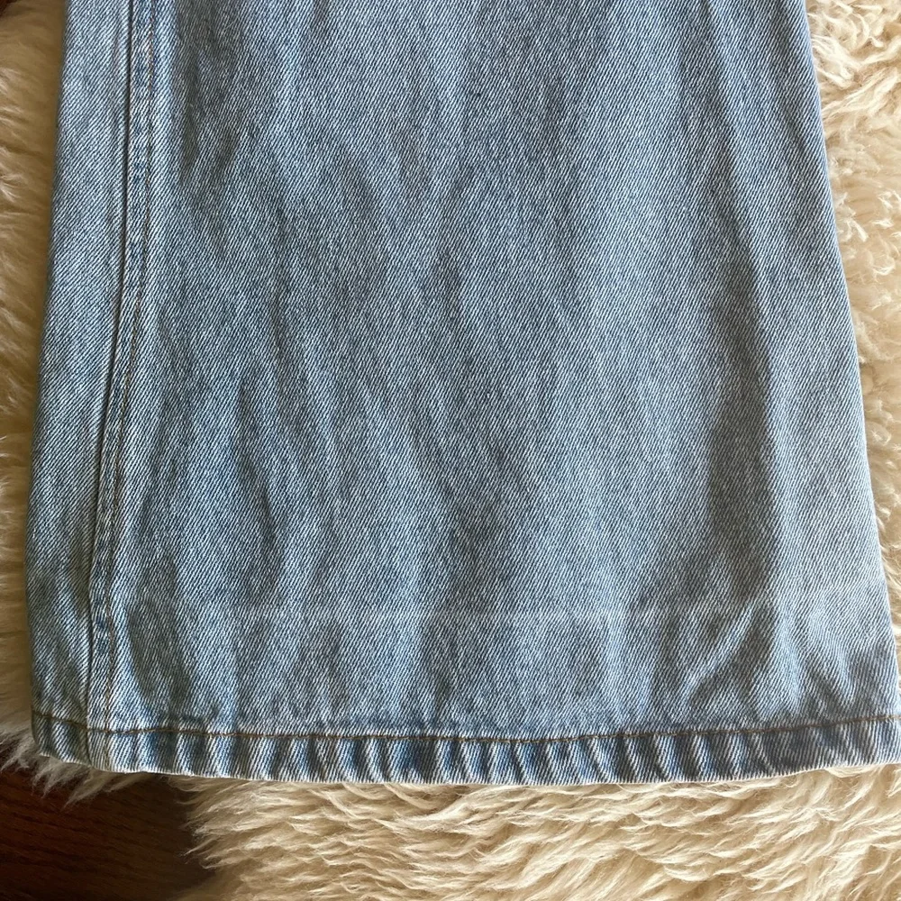 Y2K wide leg flare jeans light wash all cotton denim bare back yoke - Picture 4 of 8